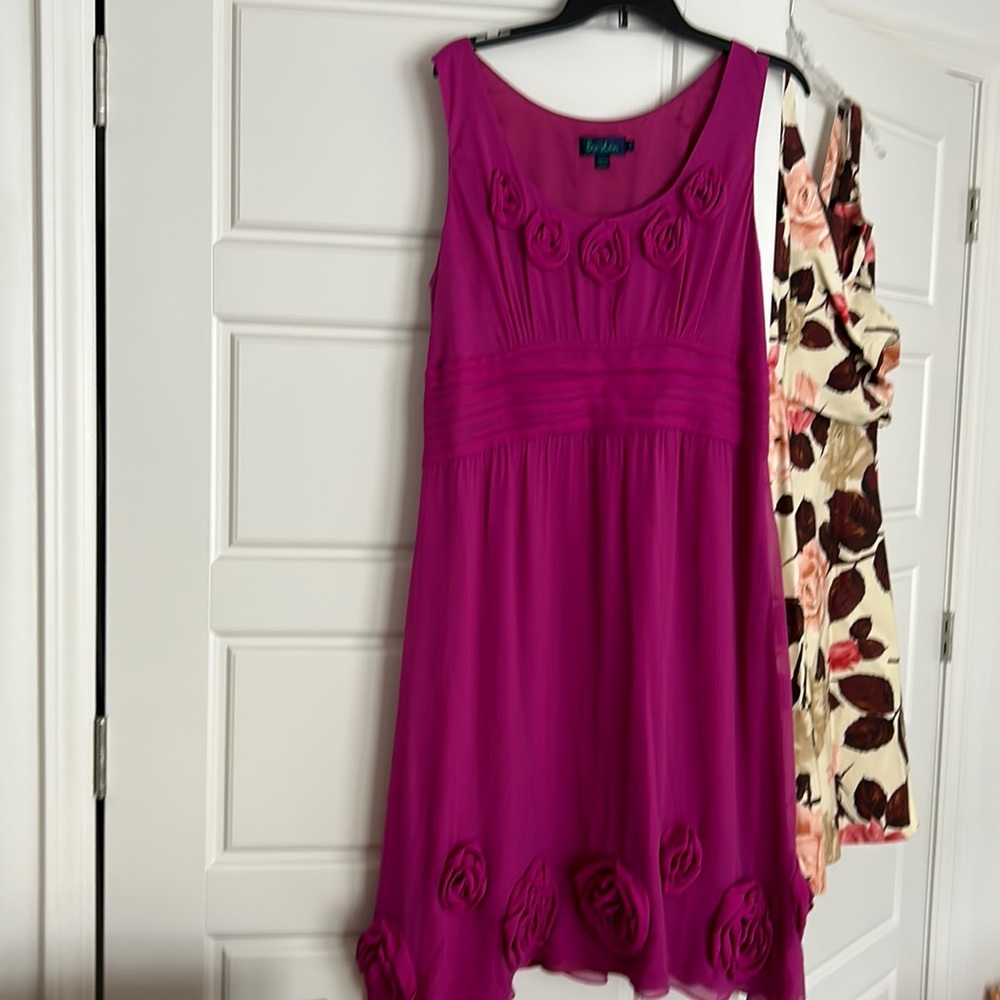 BODEN Silk Dress w Roses 14 Reg MINT